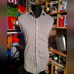 Micheal Kors brown checkered dress shirt